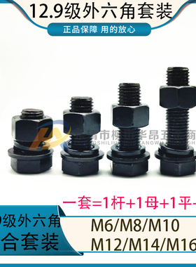 M6M8M10M12M14M1612.9级外六角螺丝螺母套装全牙高强度螺栓