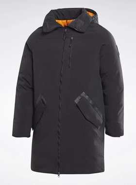 锐步Reebok男子55%灰鸭绒加厚保暖防风耐磨中长款羽绒服 FU1696