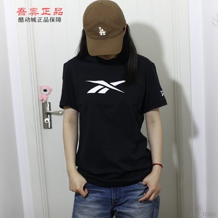 锐步Reebok男针织棉涤透气舒适经典大logo圆领短袖运动T恤 GL5247