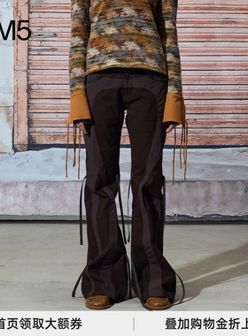 J1M5买手店 NEAR4REST 24秋冬新品 棕色织带喇叭裤 设计师品牌