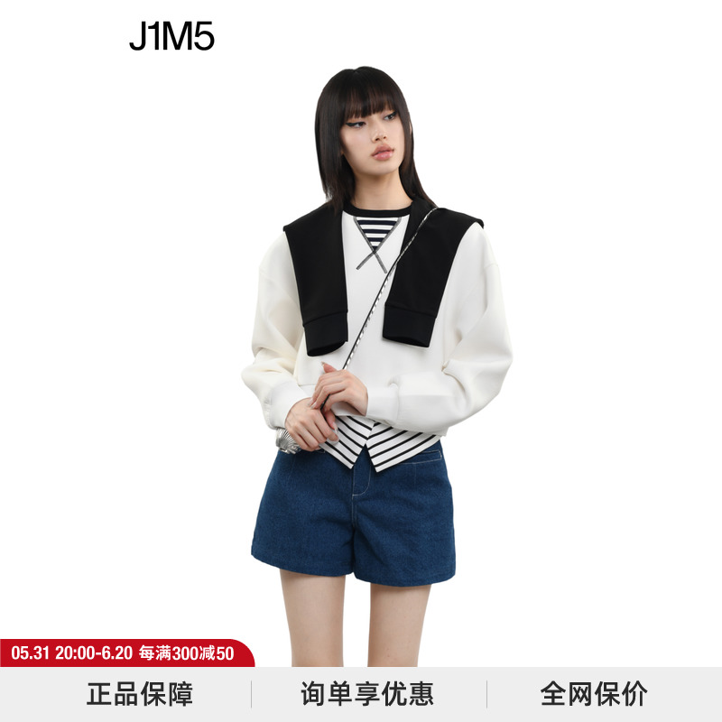 J1M5买手店 DEEPMOSS 23春夏新品黑白披肩袖套头衫条纹卫衣设计师 女装/女士精品 卫衣/绒衫 原图主图