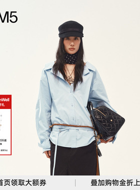 【正品授权】MEDIUM WELL 25秋冬 logo刺绣绗线装饰系带衬衫