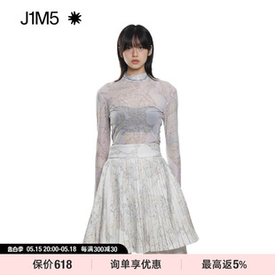 印花网眼长袖 J1M5买手店 MOMONARY 22秋冬新品 内搭打底秋百搭设计