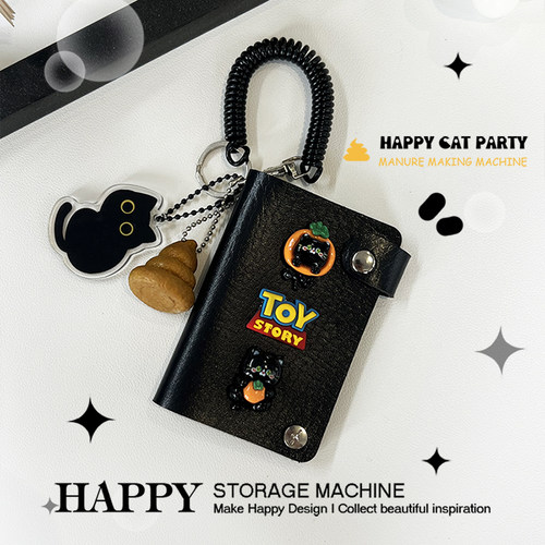HAPPY原创可爱橘子黑猫10卡位卡包PU皮多卡位通勤门禁证件收纳包