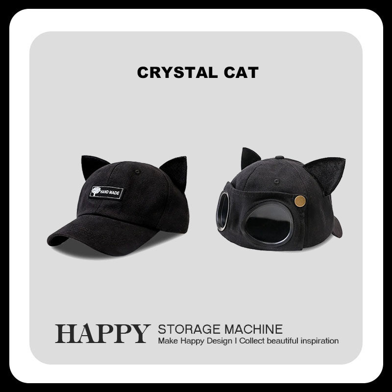 鸭舌帽HAPPY飞行员眼镜可爱