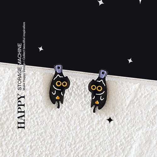 HAPPY原创可爱风晒猫猫女生耳钉