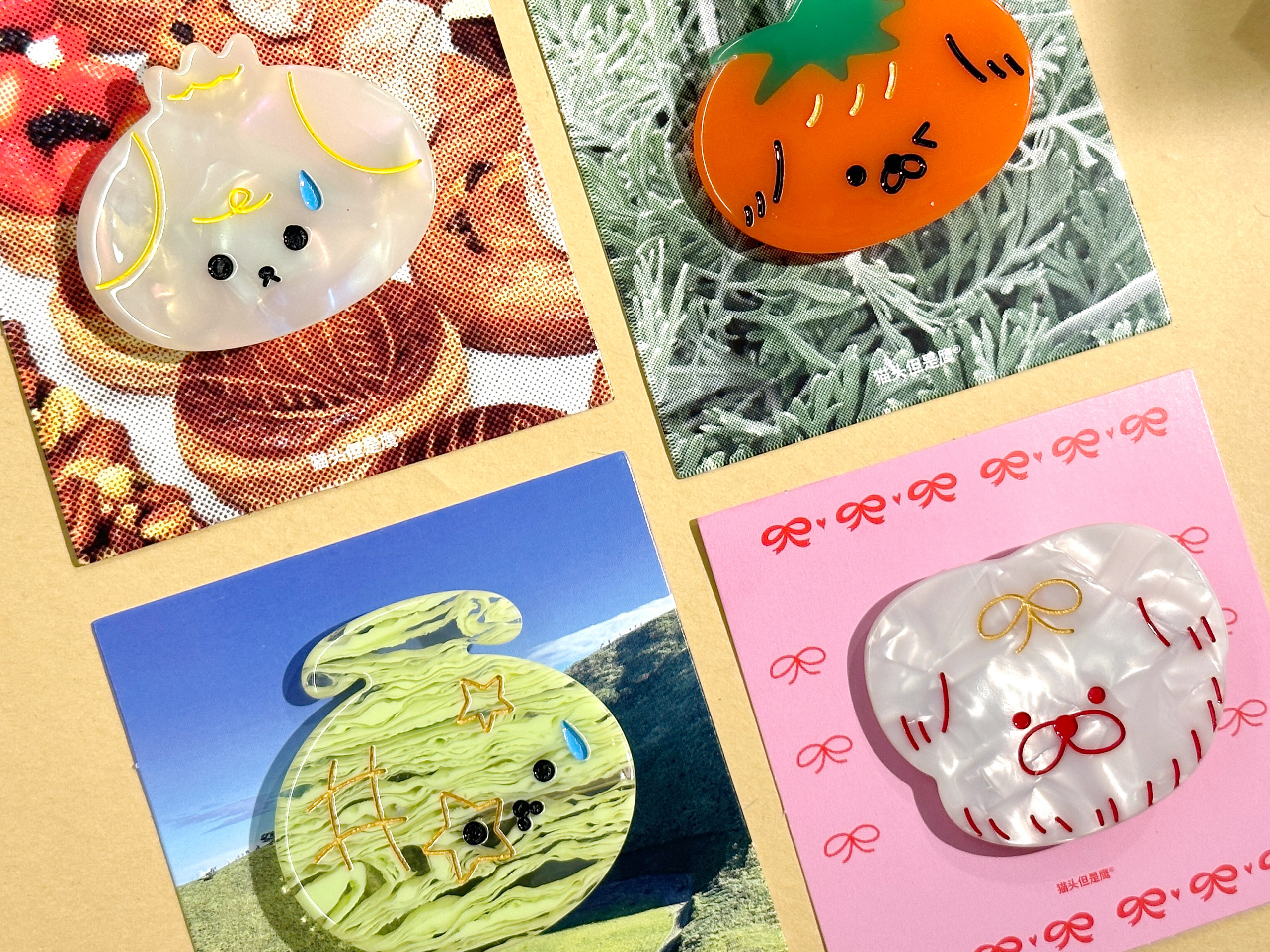 猫头但是鹰原创食物狗狗系列醋酸发夹可爱