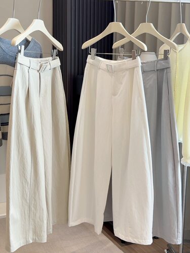 纯色天丝棉高腰宽松阔腿弯刀裤女春秋显瘦休闲百搭气球裤百搭下装