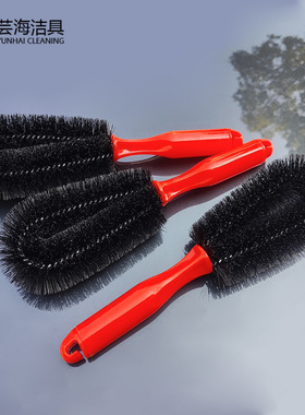 红色手柄黑色PP丝汽车超细纤维轮胎刷轮毂刷清洁用品洗车工具刷子
