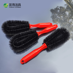 红色手柄黑色PP丝汽车超细纤维轮胎刷轮毂刷清洁用品洗车工具刷子
