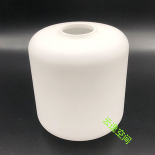 现代中式e27吊灯灯具外壳白色沙白圆形柱形老式复古玻璃灯饰灯罩