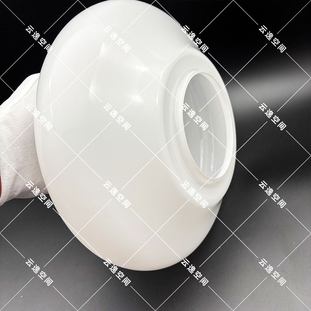 灯罩算珠扁圆亮白白色25*12玻璃落地灯圆形大小孔外罩外壳外罩