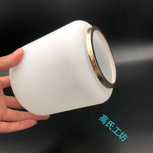 中式台阶白色吊灯灯具沙白替换卧室全铜吊灯diy改造E27玻璃灯罩