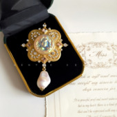 法式 复古vintage中古西洋风睡梦天使巴洛克珍珠挂坠胸针大衣别针