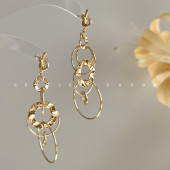 霍普金斯 高级感复古港风金色耳圈流苏耳环圆脸夸张圆圈长款 耳饰