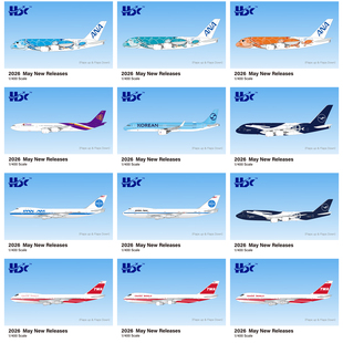 预6月新品HX Models空客A340/A380波音B747合金成品客机模型1/400