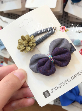 韩国进口palmtree儿童发饰 可爱布艺蝴蝶结网纱花朵发夹 刘海夹