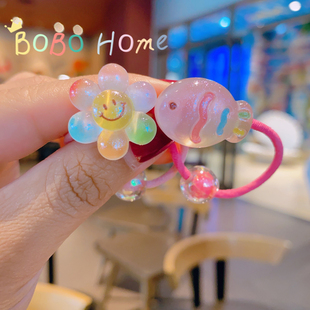 韩国发饰 可爱卡通细闪太阳花蝴蝶小发圈 女宝宝棒棒糖小揪揪头绳