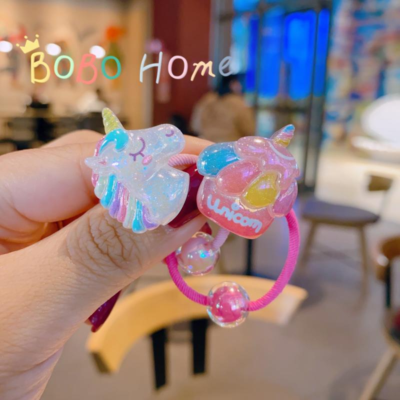 儿童发饰卡通细闪独角兽蛋糕发圈