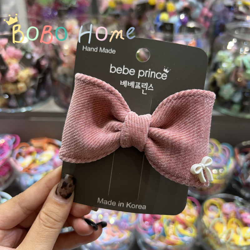 彩色气质绒感布艺蝴蝶结鸭嘴夹