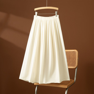 A型版半裙2026新款松紧腰大摆量显瘦半裙真丝桑蚕丝丝绒半身裙