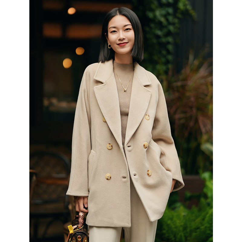 高奢山羊绒羊毛加厚短款女呢大衣