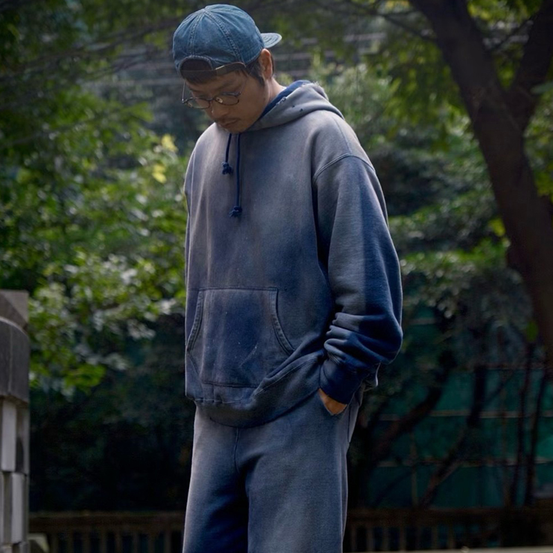 BOW WOW HARD AGEING HOODIE复古日系水洗帽衫宽松重磅破坏卫衣男
