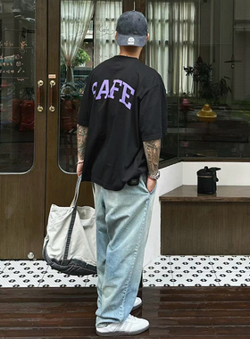 blurhms ROOTSTOCK x ADAM ET ROPE日系宽松印花字母u短袖T恤情侣