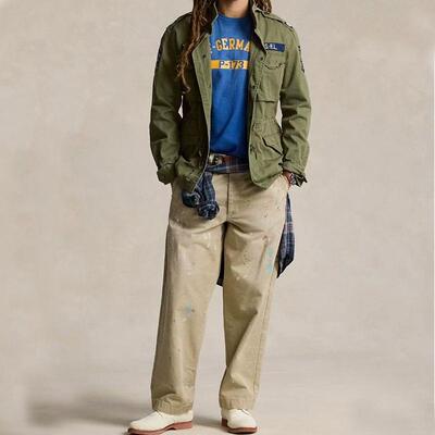 RL Burroughs Splash Chino裤子斜纹布直通宽松泼墨水洗休闲裤男