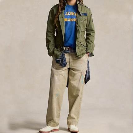 RL Burroughs Splash Chino裤子斜纹布直通宽松泼墨水洗休闲裤男