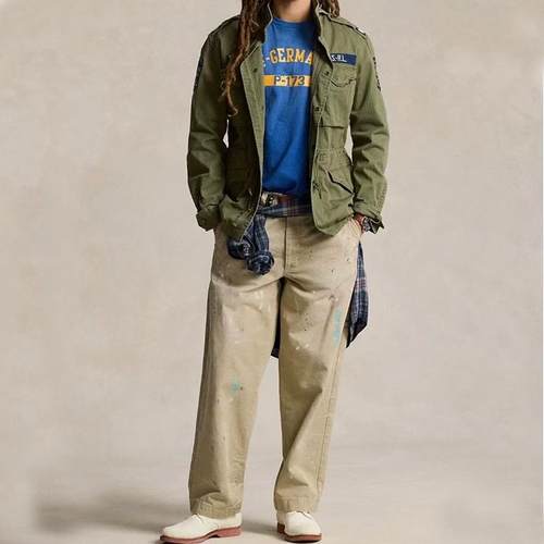 RL Burroughs Splash Chino裤子斜纹布直通宽松泼墨水洗休闲裤男