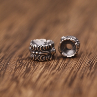 s925纯银克罗羽毛卡环进宝珠子隔珠背云配饰菩提子文玩手串银饰