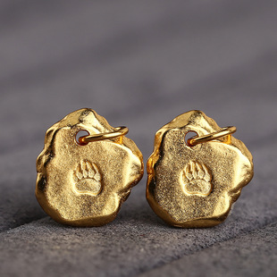 S925银 火焰石头吊牌银镀金古法金diy 吊坠挂件饰品配件