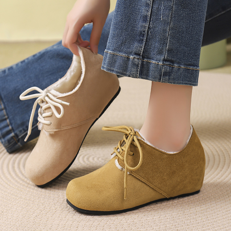 羊皮版~6cm增高勃肯鞋女2025秋冬季厚底加绒保暖棉鞋休闲外穿单鞋