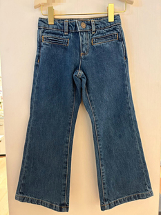 女童刺绣樱桃长裤 儿童复古蓝微喇牛仔裤 tree24秋冬新款 Littl