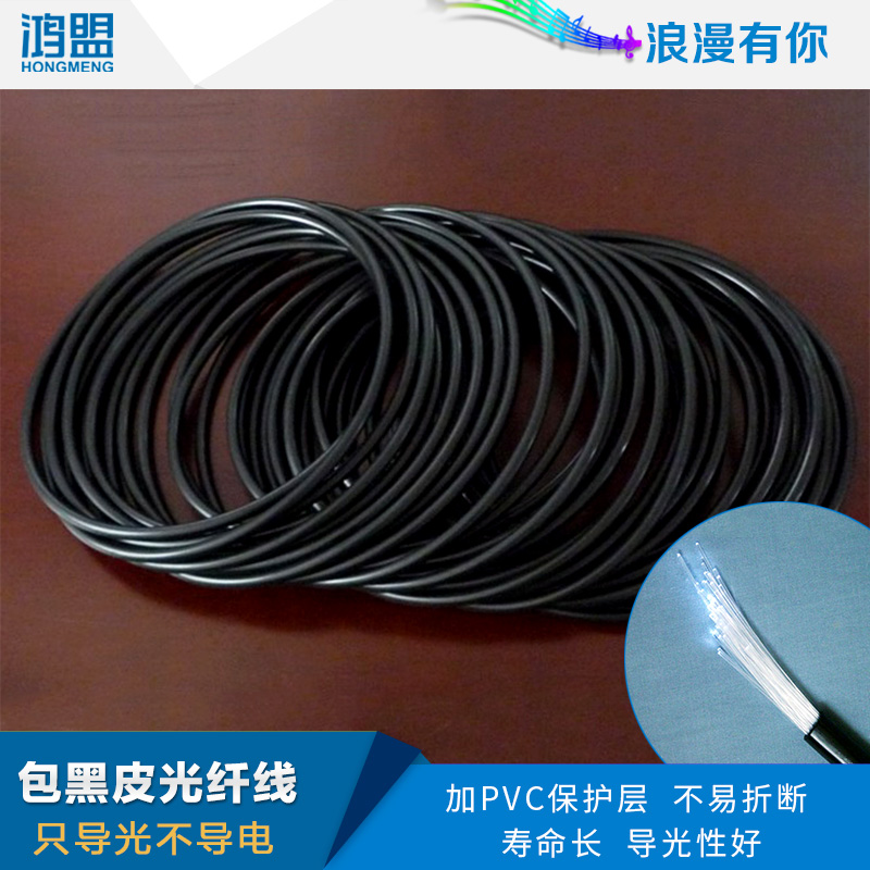 超亮导光光纤线外包黑皮光纤照明尾部端点发光地埋件塑料PMMA光纤