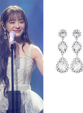 现货YoungWon正品STAYC ISA韩剧金世正同款奢华白水晶耳环925银针