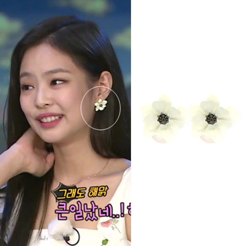 特价YoungWon正品防弹朴智旻BlackPink金智妮JENNIE同款花朵耳环