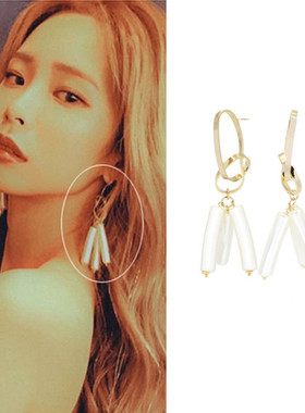特价现货YoungWon正品Heize张多慧黄善熙同款几何不规则长款耳环
