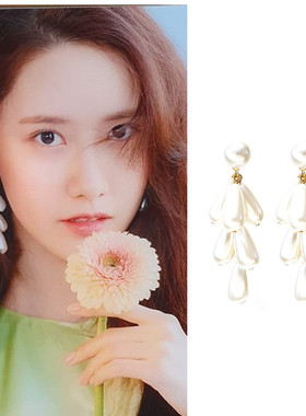特价现货YOUNGWON正品郑秀妍吴涟序林允儿天空之城同款珍珠耳环