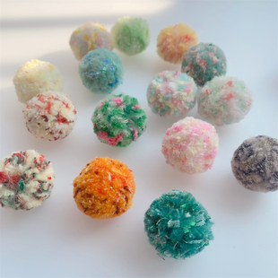 小众原创辅料手混线毛球绒球DIY手工毛线球配件90#黄绿咖系