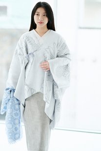 sousou代购日本京都设计师女麻料长款系带斗篷上衣外套金襴緞子