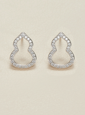 AHCHOO 静奢通勤简约百搭满钻葫芦耳环S925银耳钉福禄耳饰女礼物