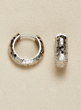 AHCHOO 静奢风百搭碎冰冰圆形耳环高级感S925纯银爆闪小耳扣耳饰