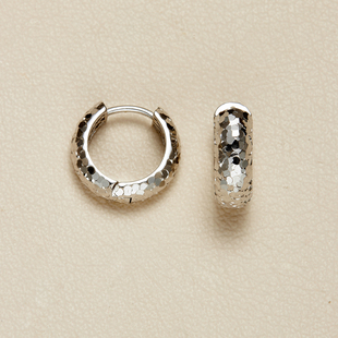 AHCHOO 静奢风百搭碎冰冰圆形耳环高级感S925纯银爆闪小耳扣耳饰