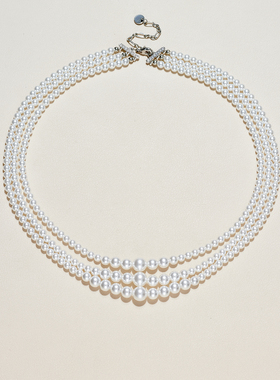 AHCHOO 静奢通勤简约气质手工施家珍珠项链小众高级叠戴毛衣链女