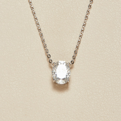 AHCHOO 静奢2克拉莫桑石水滴项链简约设计高级感925银锁骨链女