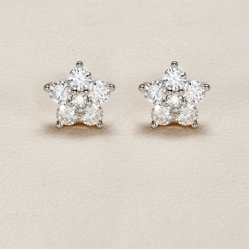 AHCHOO 静奢通勤简约1克拉幸运星莫桑石耳环高级经典S925银耳钉女