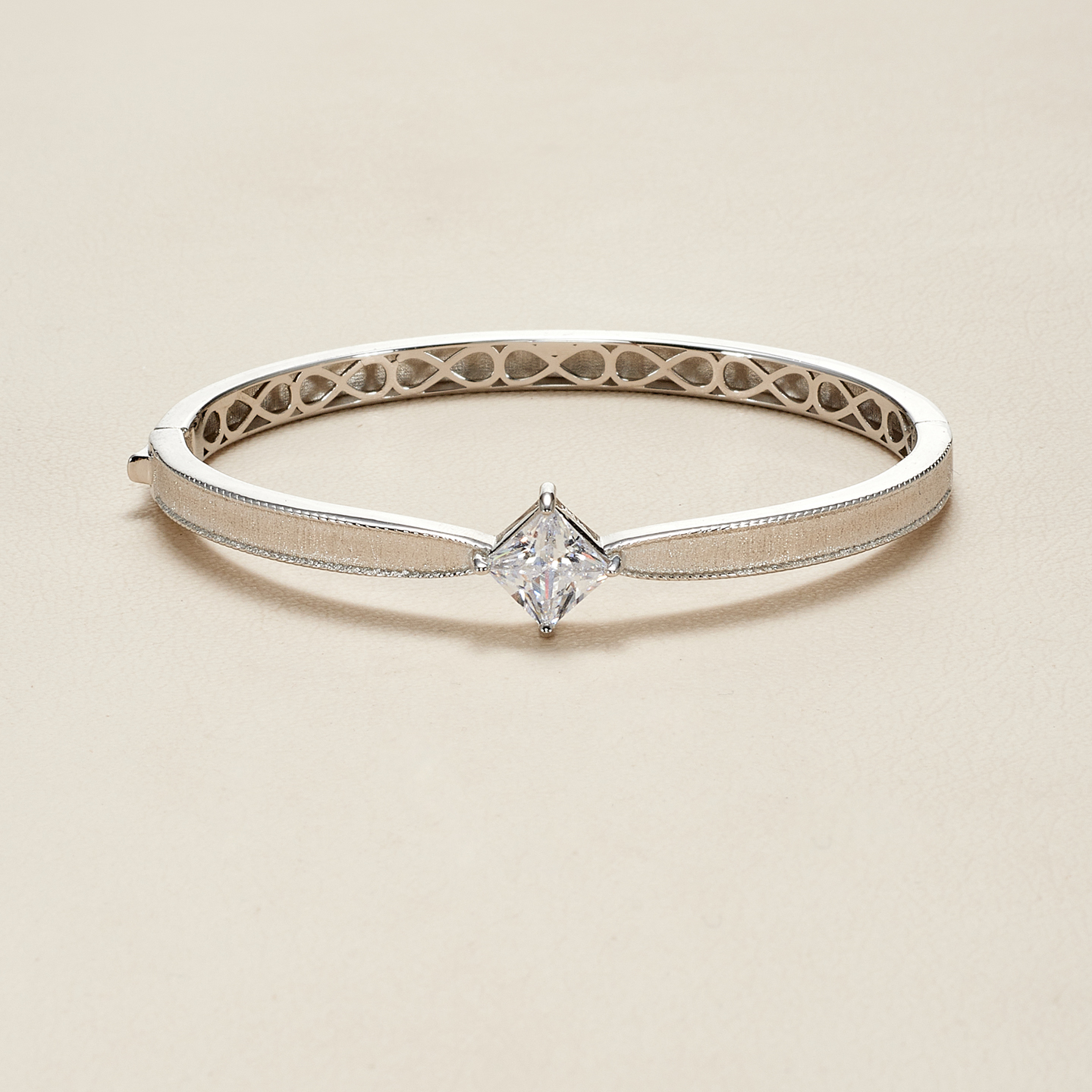 AHCHOO 静奢百搭几何肌理感手环S925纯银方形锆钻高级手镯女礼物