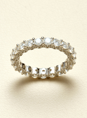 AHCHOO 重工静奢满钻莫桑石戒指小众设计高级感925银指环对戒情侣